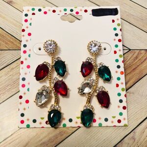 Womens Earrings Faux Rhinestones Christmas Lightbulbs Charm Drop Dangles Holiday